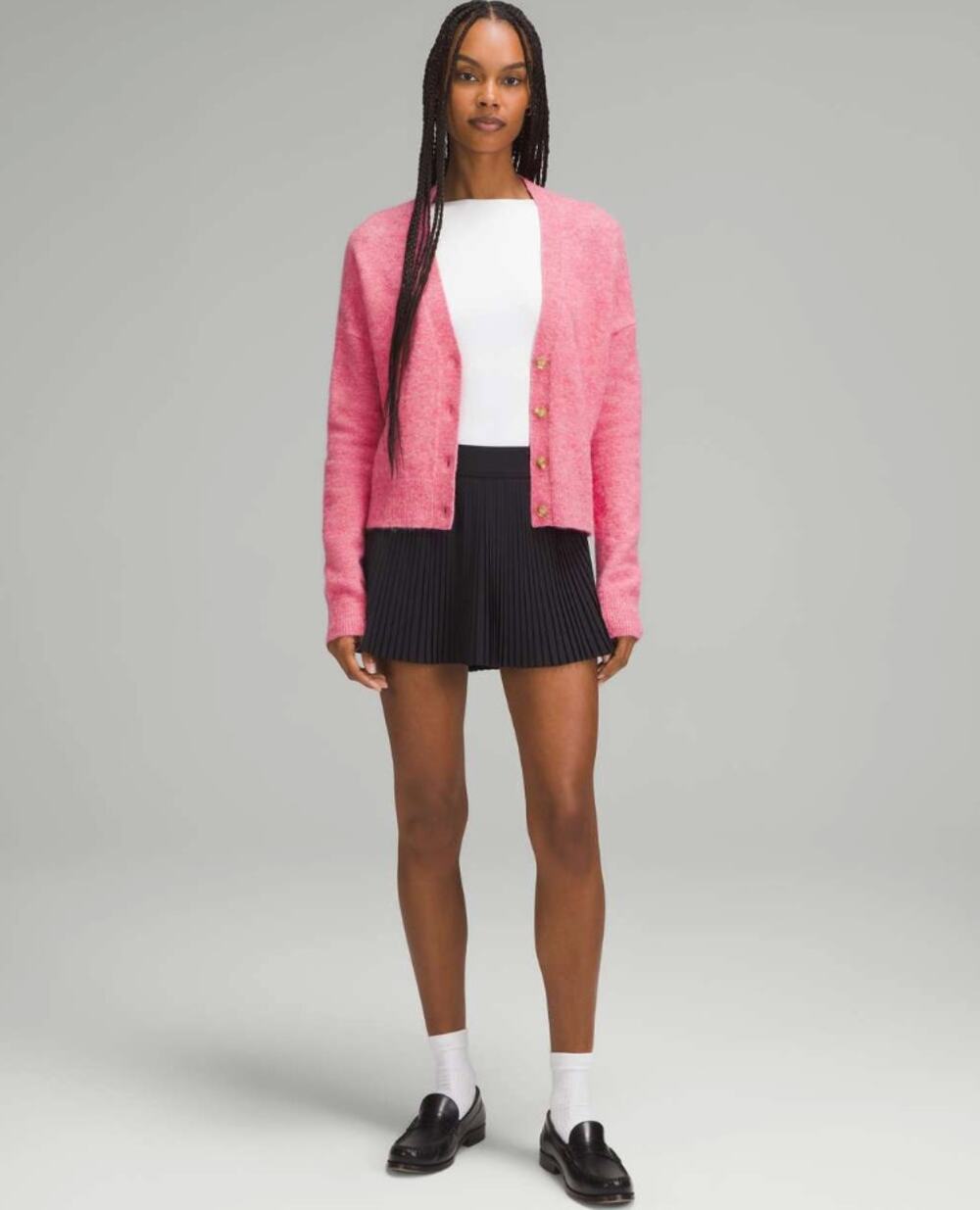 Lululemon Cardigan Womens Small Alpaca Wool Sweater Pink Preppy Academia Cozy